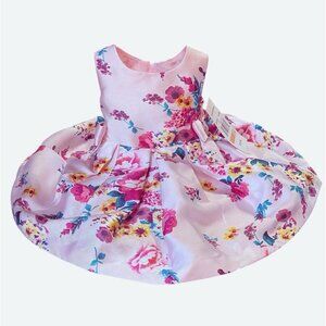 New Rare Editions Girls Size 2T Pink Floral Sleeveless Dress Easter Spring Bows
